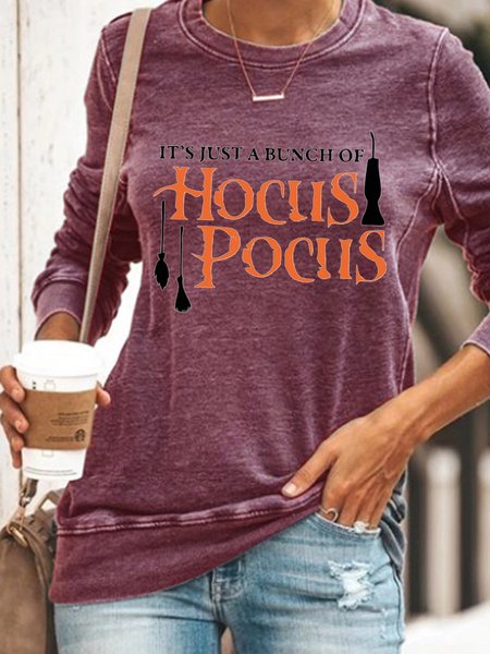 

Its Just A Bunch Of Hocus Pocus Long Sleeve Shift Sweatshirt, Purple, Hoodies&Sweatshirts