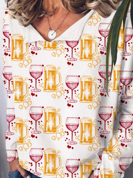 

Funny Wine And Beer Women's Shift Long Sleeve Sweatshirt, As picture, Hoodies&Sweatshirts