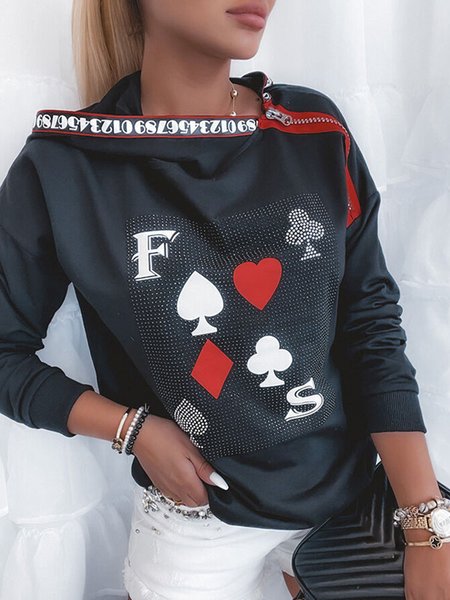 

Hoodie Long Sleeve Statement Sweatshirts, Deep blue, Hoodies & Sweatshirts