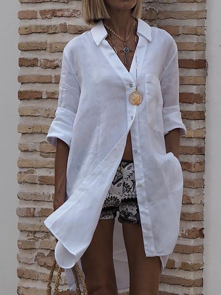 

Plus size Plain Casual Blouse, White, Blouses & Shirts