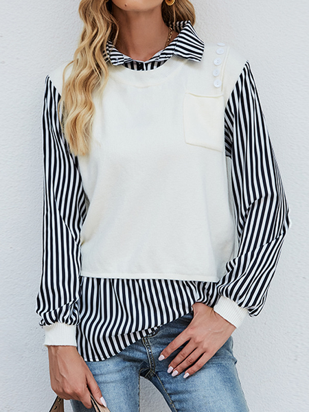 

Stripes Casual Shirts & Tops, Black white, Long sleeve tops