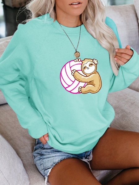 

Cute Cartoon Sloth Holding Pink Volleyball Sweatshirt, Green, Hoodies&Sweatshirts