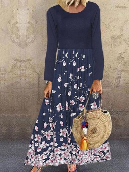 

Long Sleeve Cotton-Blend Work Knitting Dress, As picture, Dresses
