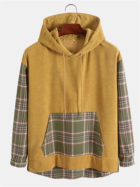 

Fashion casual men's hooded sweater, Yellow, Hoodies&Sweatshirts