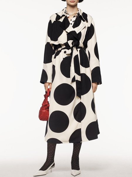 

Shift Work Polka Dots Long Sleeve Outerwear, As picture, Coats