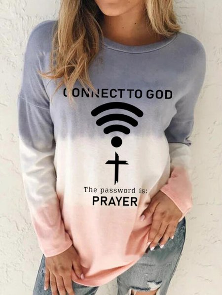 

Connect To God, The Password Is Prayer Women's Long Sleeve Cotton-BlendSweatshirt, As picture, Hoodies&Sweatshirts