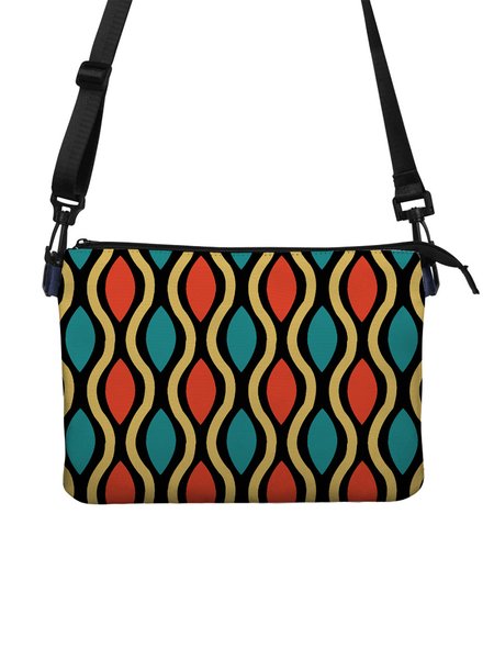 

Artistic Ripple Stripe Print Crossbody Bag, As picture, Men Bags