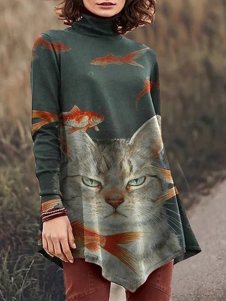 

Holiday Floral-Print Animal Long Sleeve Shirts & Tops, Darkgreen, Long sleeve tops