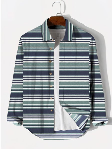 

Stripes Cotton Shirt Collar Shirts & Tops, As picture, Men's Floral shirt