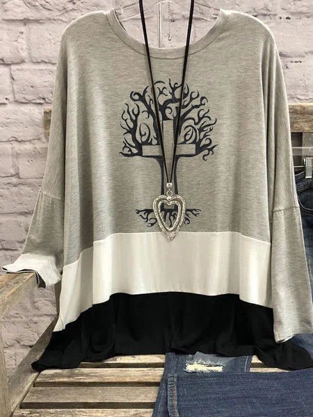 

Cotton-Blend Casual Shirts & Tops, Gray, Long sleeves