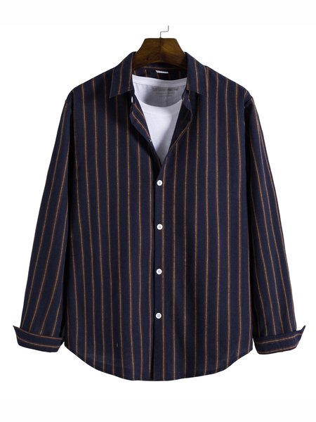 

Shirt Collar Casual Shirts & Tops, Purplish blue, Men's shirts