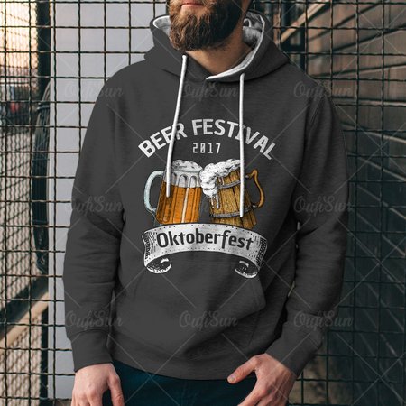 

Men'sBeer Pattern Cotton Casual Long Sleeve Hoodies, Color3, Hoodies