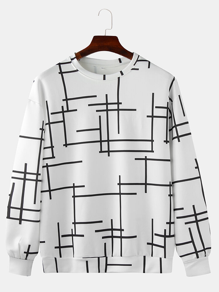 

Round Neck Casual Sweatshirt, Black-white, Hoodies&Sweatshirts