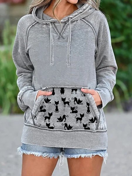 

Cotton-Blend Shift Long Sleeve Animal Sweatshirt, Gray, Sweatshirts & Hoodies