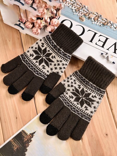 

Imitation Cashmere Snowflake Warm Knitted Gloves, Coffee, Scarves&Gloves
