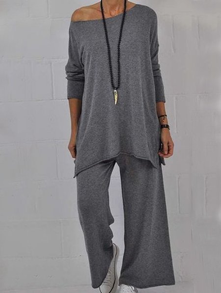 

Tinta unita Girocollo Misto Cotone Suits, Grigio scuro, Suit