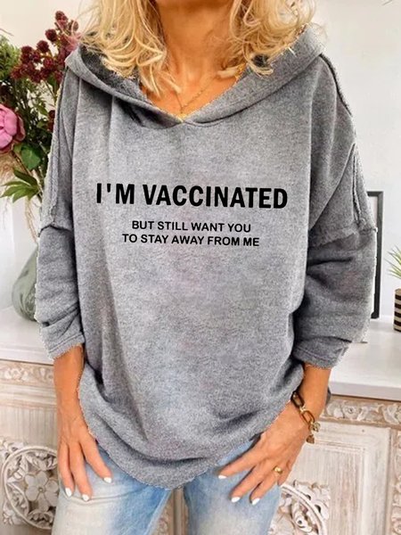 

I'm Vaccinated But Still Want You To Stay Away From Me Hooded Sweatshirt, Gray, Hoodies&Sweatshirts