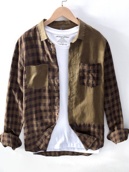 

Cotton Shirt Collar Casual Shirts & Tops, Khaki, Men's Floral shirt