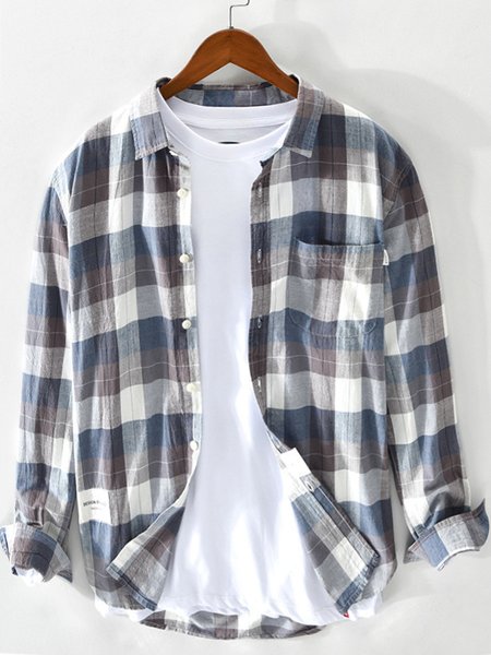 

Classic Cotton-Blend Shirt Collar Shirts & Tops, Blue, Men's Floral shirt