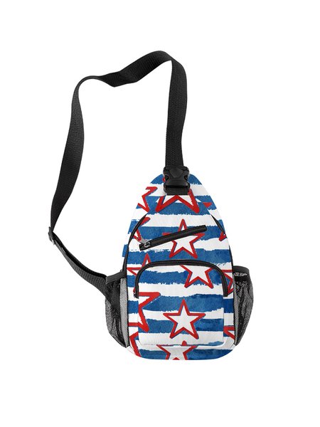 

Multicolor Star Print Crossbody Bag, As picture, Men's Bags