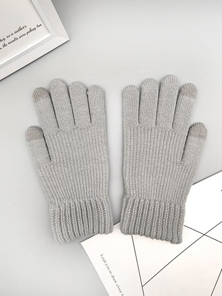 

Simple Solid Color Cashmere Warm Gloves, White, Men Hats &Scarves&Gloves