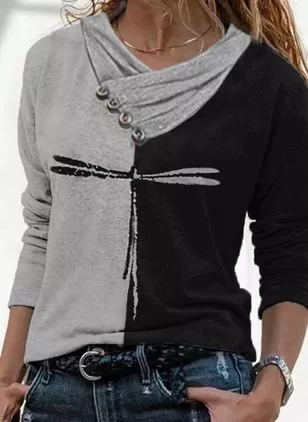 

Cotton-Blend Casual Shirts & Tops, As picture, Tops