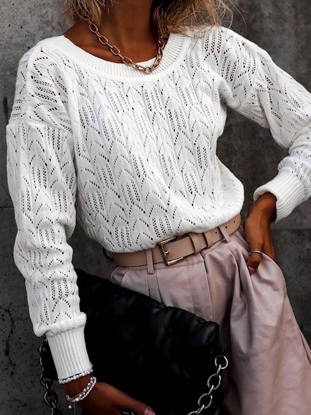 

Sexy Cotton Long Sleeve Sweater, White, Knitwear & Sweaters