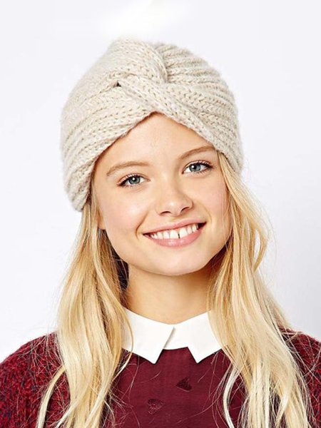 

Faux Cashmere Cross Warm Knitted Hat, Beige, Women Hats
