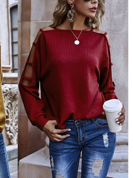 

Maniche Lunghe incavato Dritto Top, Vino rosso, Blouses & Shirts