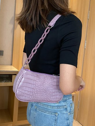 

Office Lady Simple Pu Shoulder Bag, Purple, Women's Bags