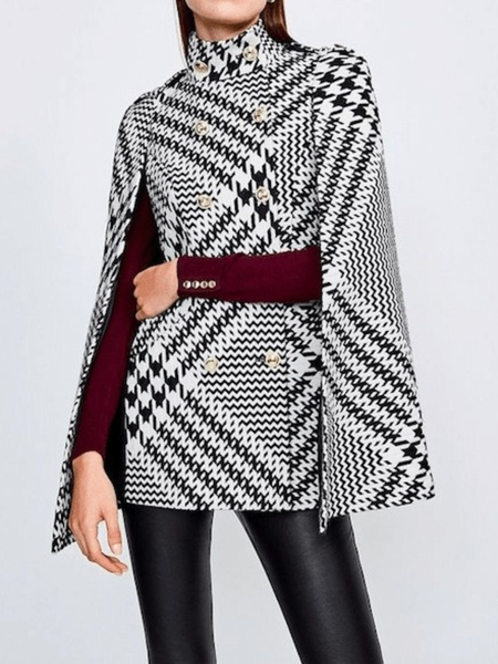 

Fall A-Line Long Sleeve Stand Collar Formal Elegant Blazer, As picture, Coats