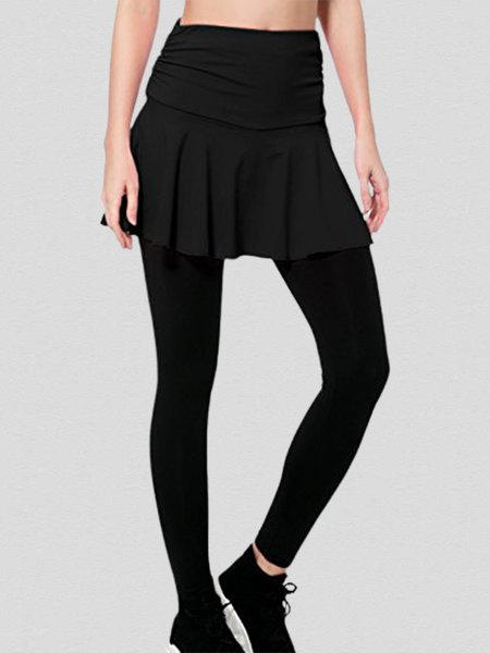 

Black Basic Sports Yoga Casual Skirt Leggings Pants, Leggings
