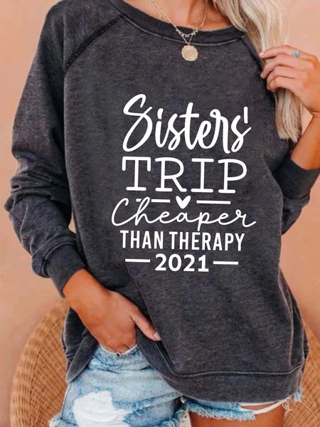 

Casual Long Sleeve Round Neck Plus Size Printed Tops Sweatshirts, Deep gray, Hoodies & Sweatshirts