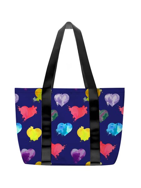

Multicolor Love Printed One-shoulder Shopping Bag, As picture, Bags
