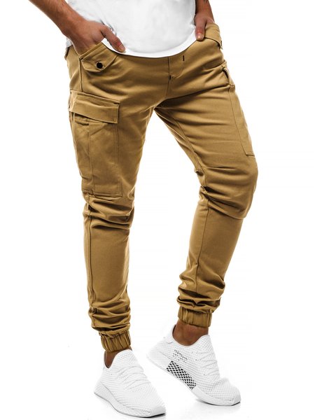 

Pockets Street Wear Solid Cargo Pants, Khaki, Men's pants
