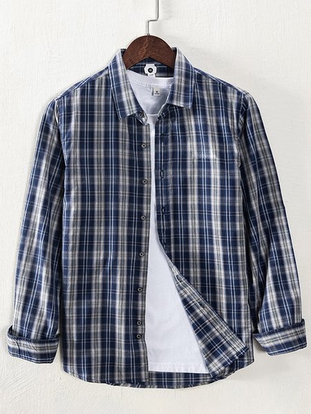 

Shirt Collar Plaid Casual Shirts & Tops, Blue, Men's Floral shirt