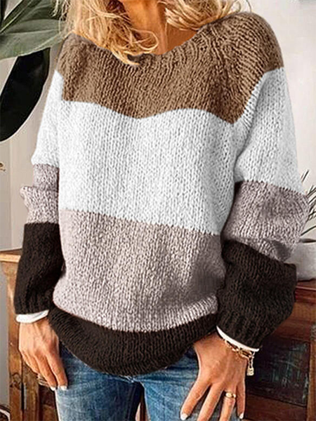 

Colore-block Girocollo Maniche Lunghe Casuale Maglione, Come immagine, Sweater