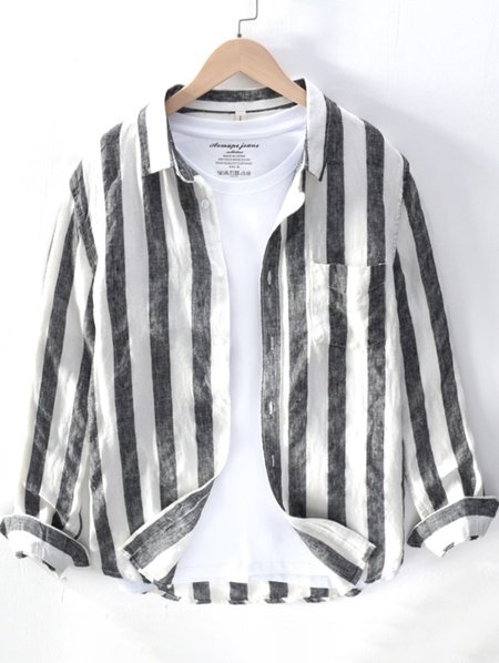 

Shirt Collar Simple Pockets Shirts & Tops, Black, Blouses&Shirts