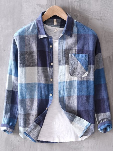 

Cotton-Blend Simple Shirts & Tops, Blue, Men's Floral shirt