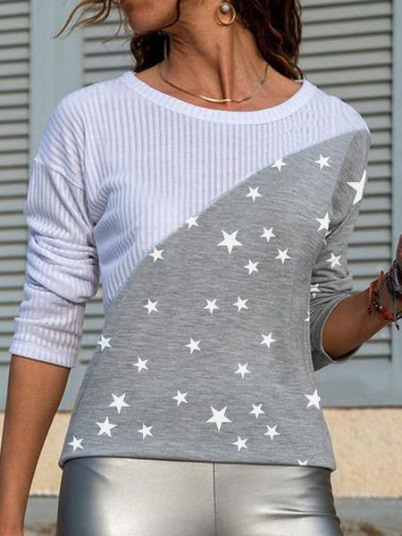 

Casual Geometric Shirts & Tops, Light gray, Tees & T-shirts