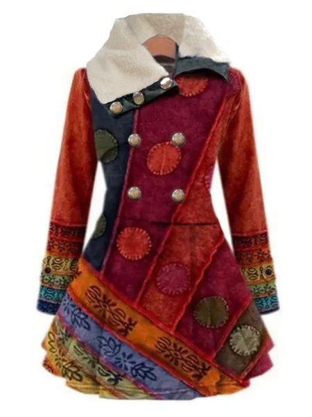 

Vintage Long Sleeve Shawl Collar Knit coat, Red, Coats