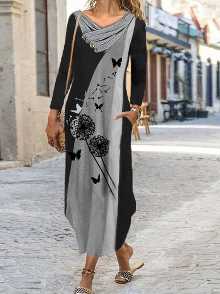 

Cotton-Blend Casual Dresses, As picture, Midi Dresses