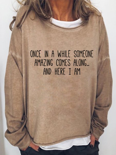 

Once In A While Women's Shift Cotton-Blend Casual Sweatshirts, Light brown, Hoodies&Sweatshirts