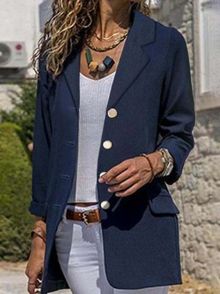 

Maniche Lunghe Collo a scialle Giubbotto, Blu, Outerwear
