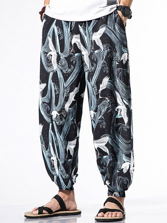 

Holiday Printed Harum Casual Pants, Blue, Men's pants