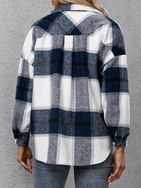 

Geometric Long Sleeve Simple Outerwear, Navy blue, Jackets