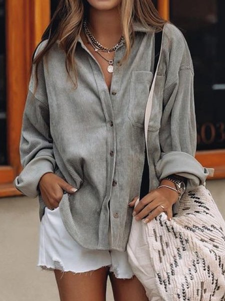 

Plain Casual Shift Shirts & Tops, Gray, Blouses & Shirts
