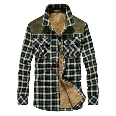 

Shirt Collar Shirts Jacket, Green, Jacket