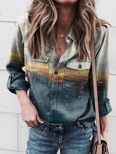 

Long Sleeve Shift Shirts & Tops, Green, Blouses & Shirts