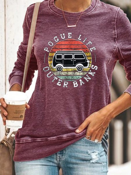 

Pogue Life Outer Banks Retro Vintage Sweatshirt, Purple, Hoodies&Sweatshirts